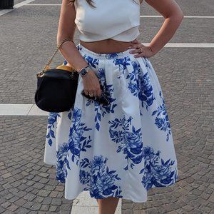 ChicWish A Line Skirt with Floral Print